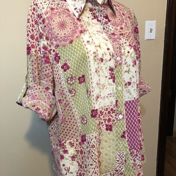 3/$25 Sale🎈Emma James floral vintage button down shirt , size 16 - Picture 6 of 8